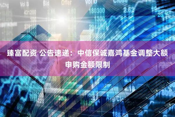 臻富配资 公告速递：中信保诚嘉鸿基金调整大额申购金额限制